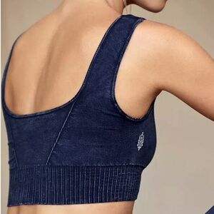 FREE PEOPLE Good Karma Square-Neck Bra NAVY BLUE SIZE SX